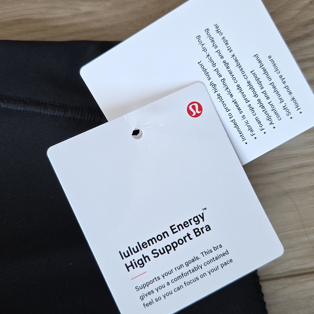 Lululemon Energy High Support Bra 34B Black New - Picture 3 of 5